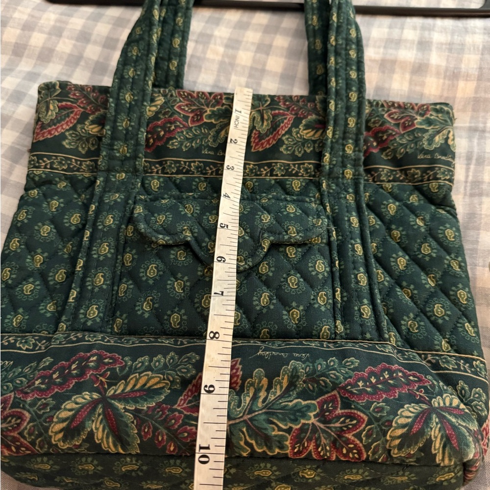 Floral Quilted Tote Bag - Green and Red
